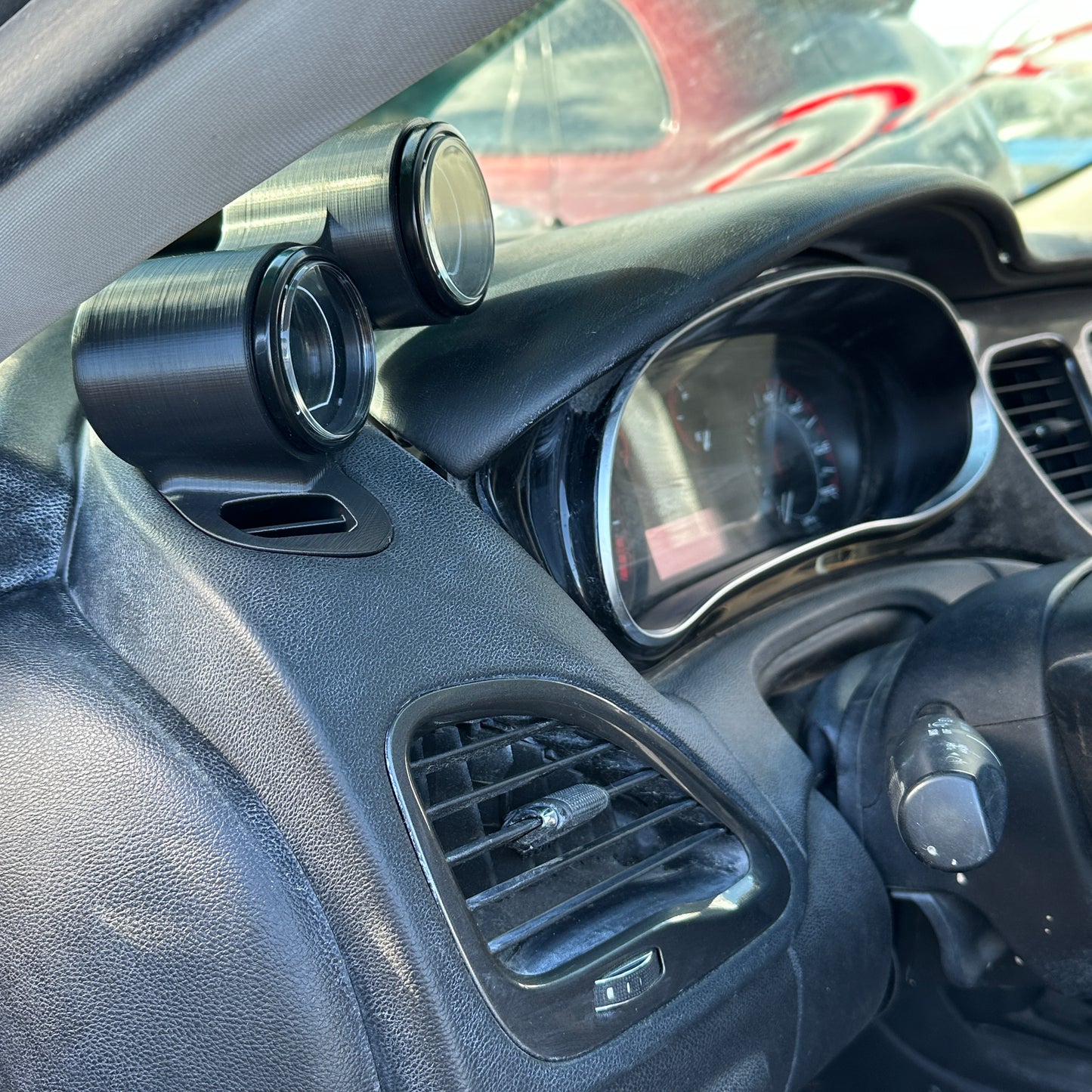 Dual gauge pod mount for 2013-2016 Dodge Dart functional defrost vent