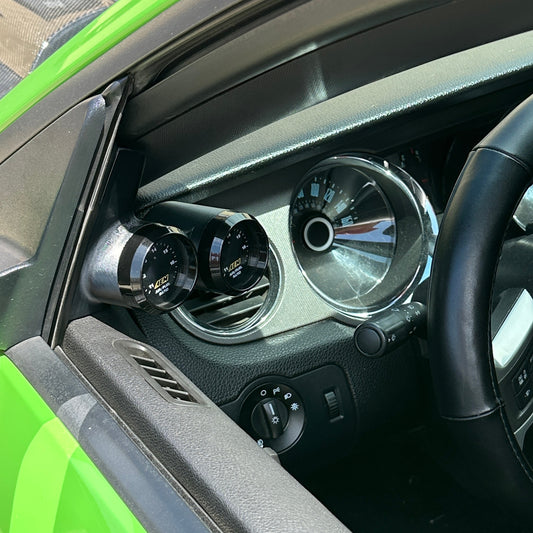 Dual gauge pod mount for 2010-2014 Mustang mirror trim 52mm snap in
