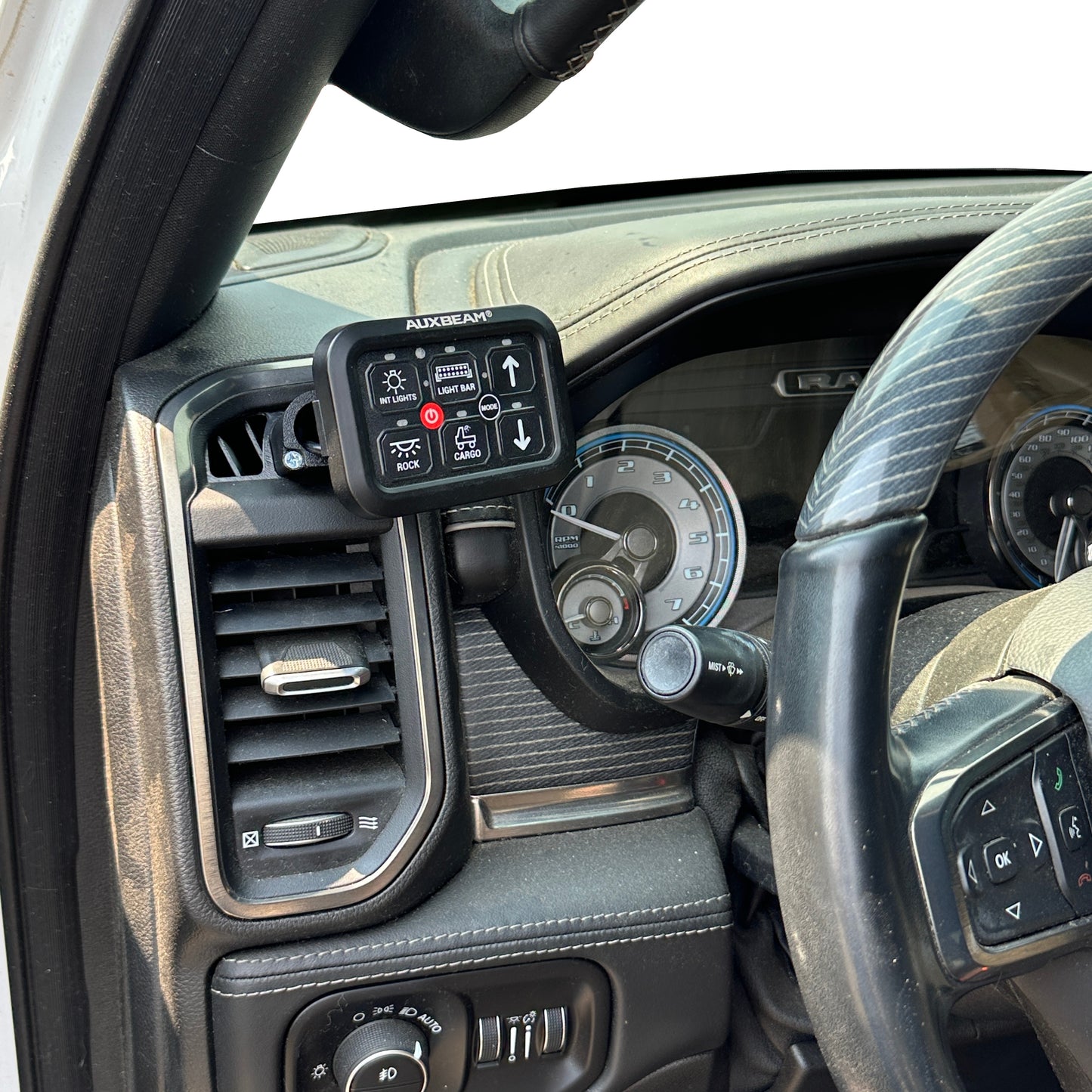 Custom Auxbeam mount for 2019-2025 Ram defrost vent 6 or 8 gang