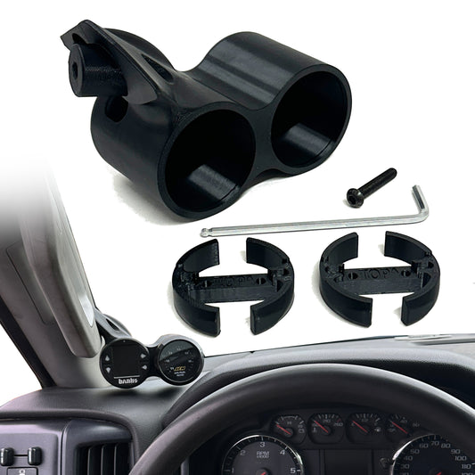 Dual gauge pod mount for 2015-2019 Chevy Silverado 2500 3500 Sierra grab handle