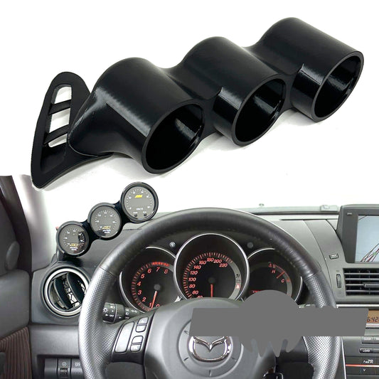 Triple gauge pod mount for 2004-2008 Mazda 3 functional defrost vent