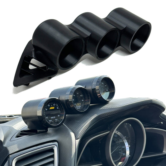 Triple gauge pod mount for 2014-2018 Mazda 3 functional defrost vent