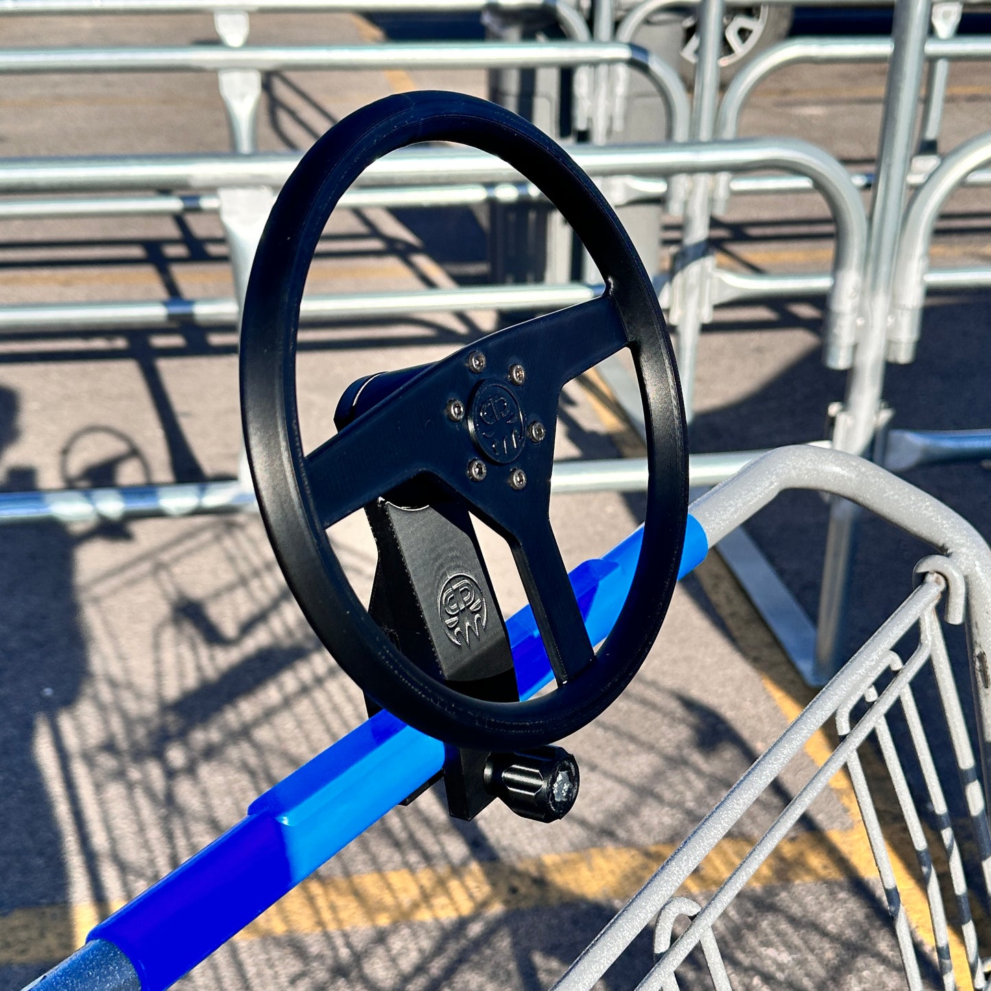 Kids shopping cart steering wheel for handle bar secure bolt on real hardware