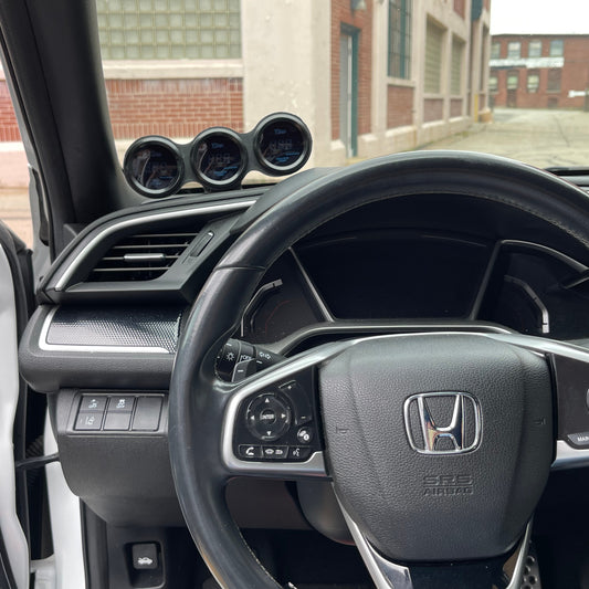 Triple gauge pod mount for 2016-2020 Civic 10th gen functional defrost vent