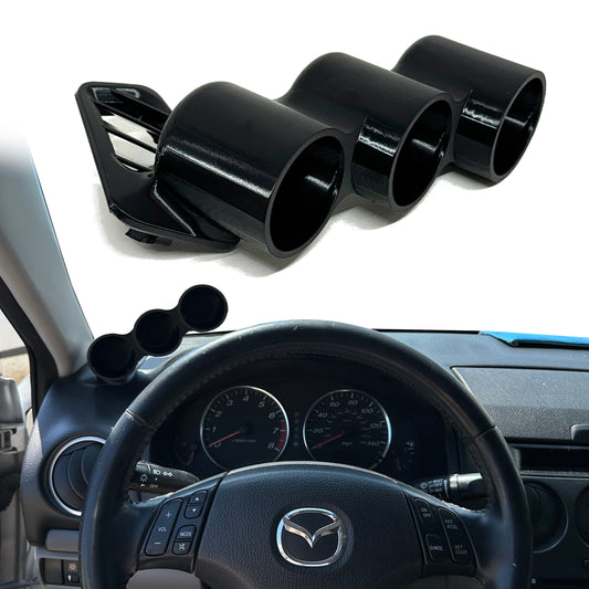 Triple gauge pod mount for 2003-2008 Mazda 6 functional defrost vent