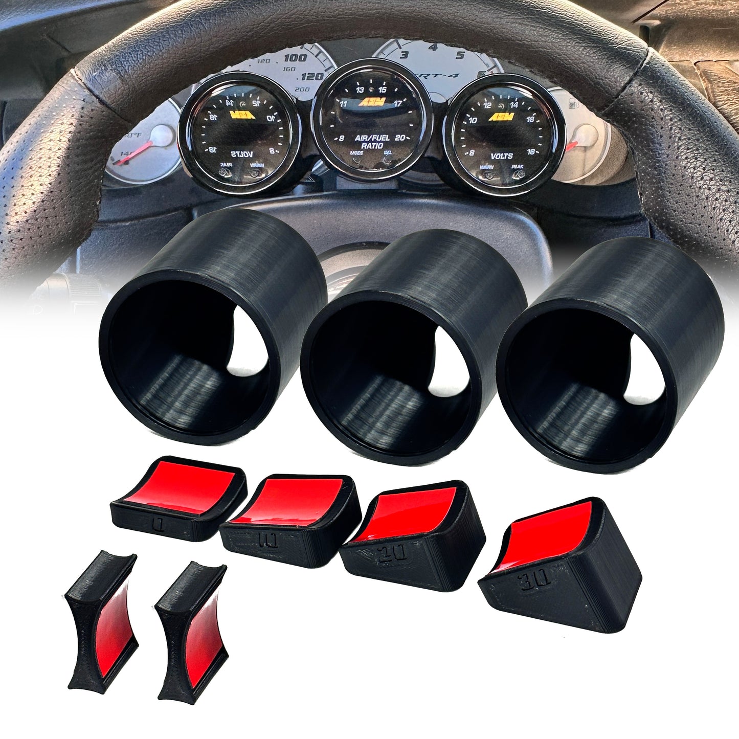 Triple Universal gauge pod mount 52mm 4X viewing angles steering column dash cluster