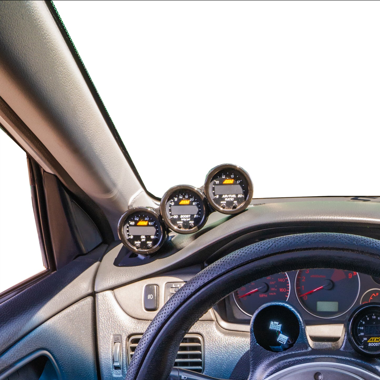 Triple gauge pod mount for 01-07 EVO 7 8 9 Lancer functional defrost vent