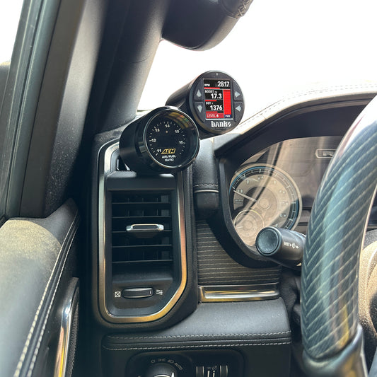 Dual gauge pod mount for 2019-2025 Ram defrost vent 52mm