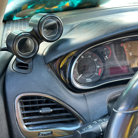 Dual gauge pod mount for 2013-2016 Dodge Dart functional defrost vent