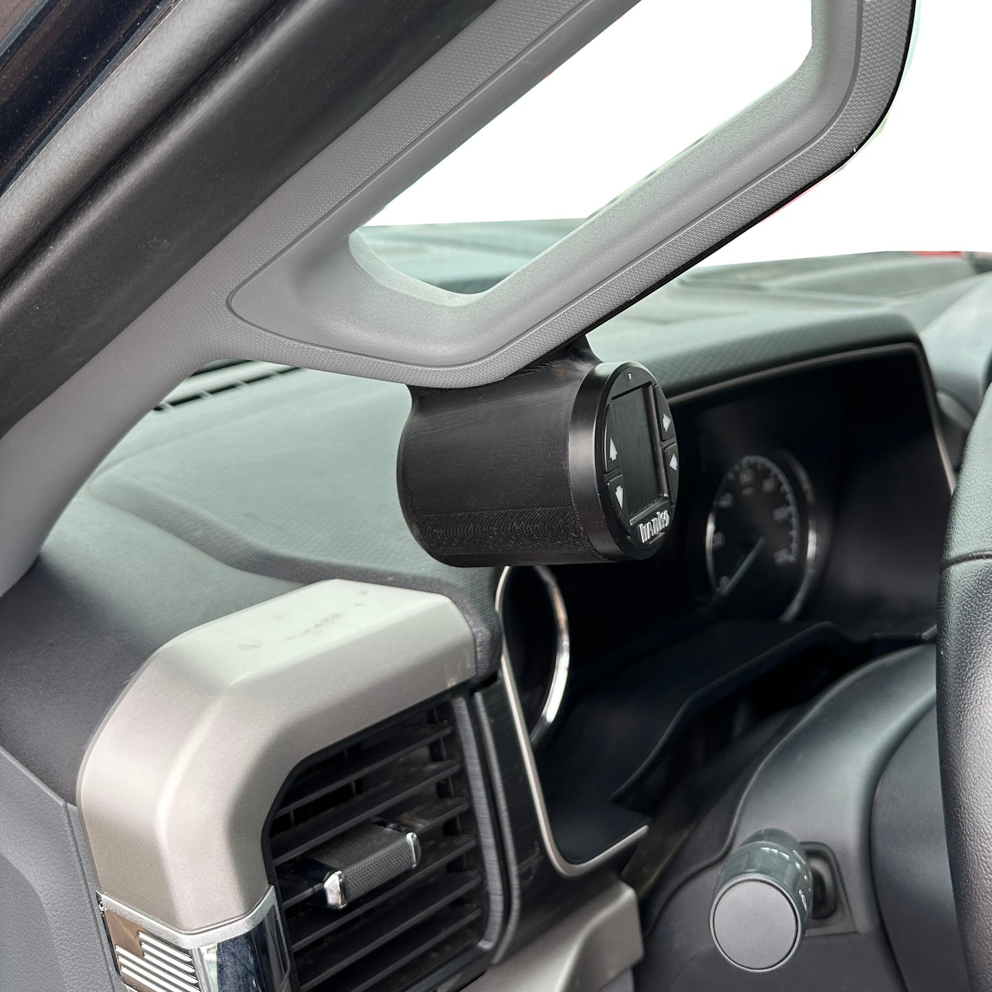 Gauge pod mount for 2021-2025 Ford F150 A-pillar grab handle cap (3D printed)