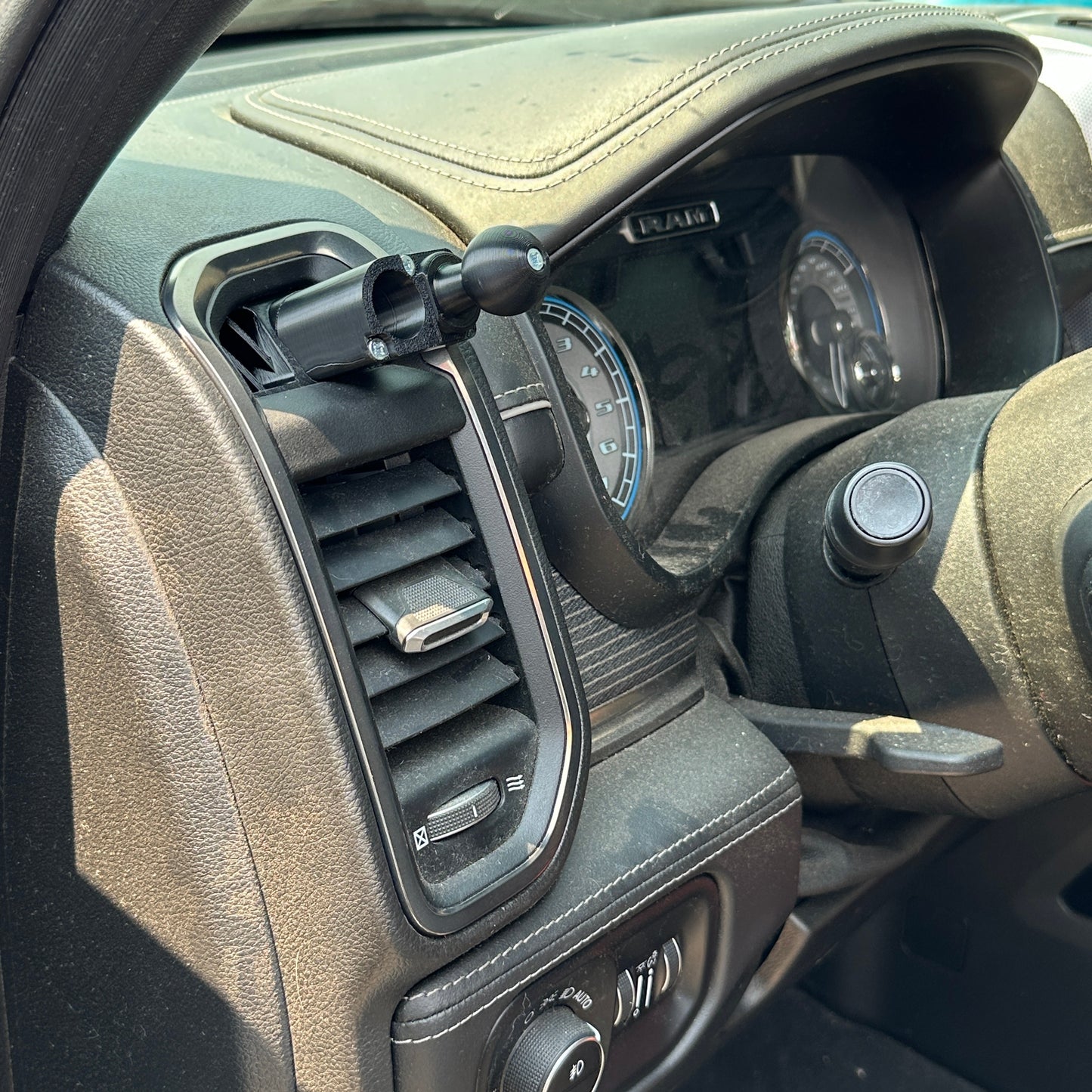 Custom ball mount for 2019-2025 Ram defrost vent 52mm