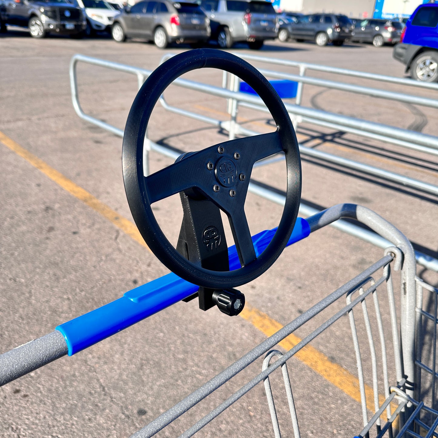Kids shopping cart steering wheel for handle bar secure bolt on real hardware
