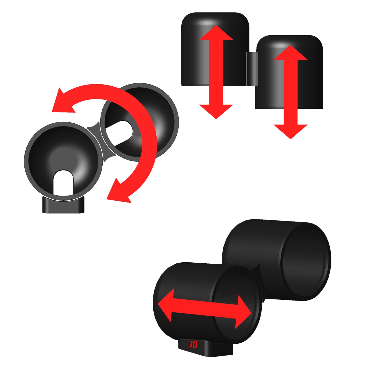 Universal gauge pod mount 52mm 4X viewing angles steering column dash cluster