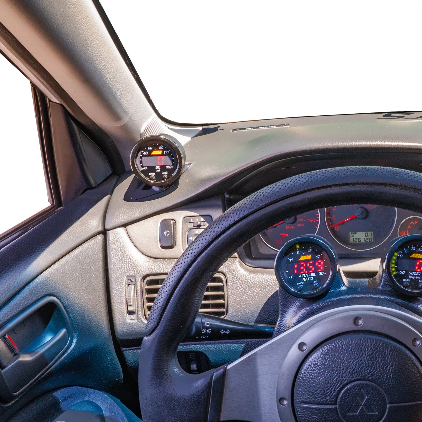 Single gauge pod mount for 01-07 EVO 7 8 9 Lancer functional defrost vent