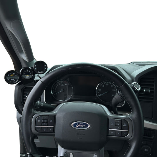 Triple gauge pod mount for 2021-2025 Ford F150 Vent bezel cover (3D printed)