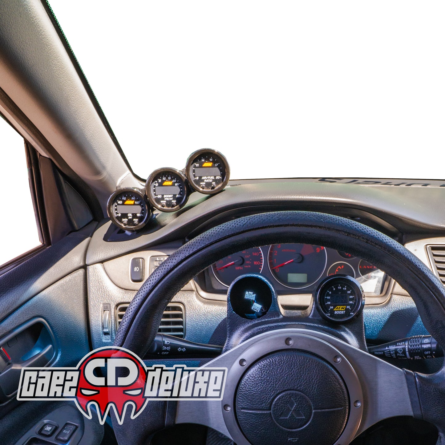 Triple gauge pod mount for 01-07 EVO 7 8 9 Lancer functional defrost vent