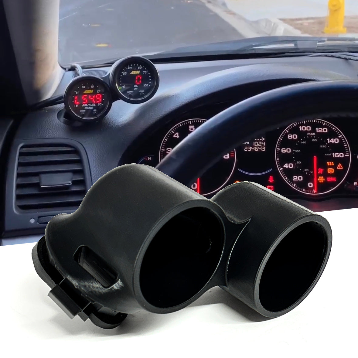 Dual gauge pod mount for 2004-2008 Acura TSX functional defrost vent