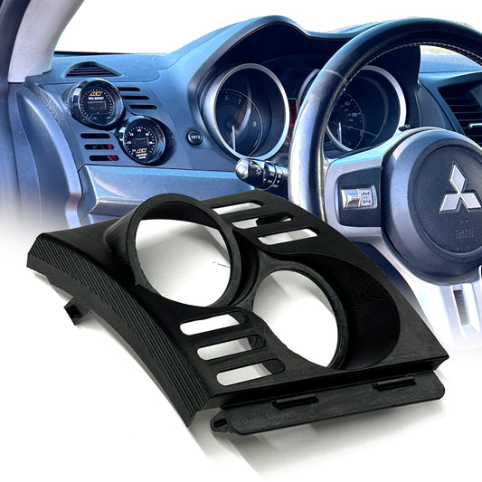 Dual gauge pod mount for EVO X 2008-2017 Lancer functional vent cover trim