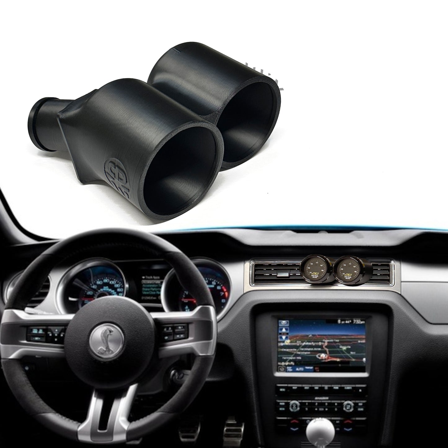 Dual gauge pod mount for 2010-2014 Mustang Replaces 12v plug