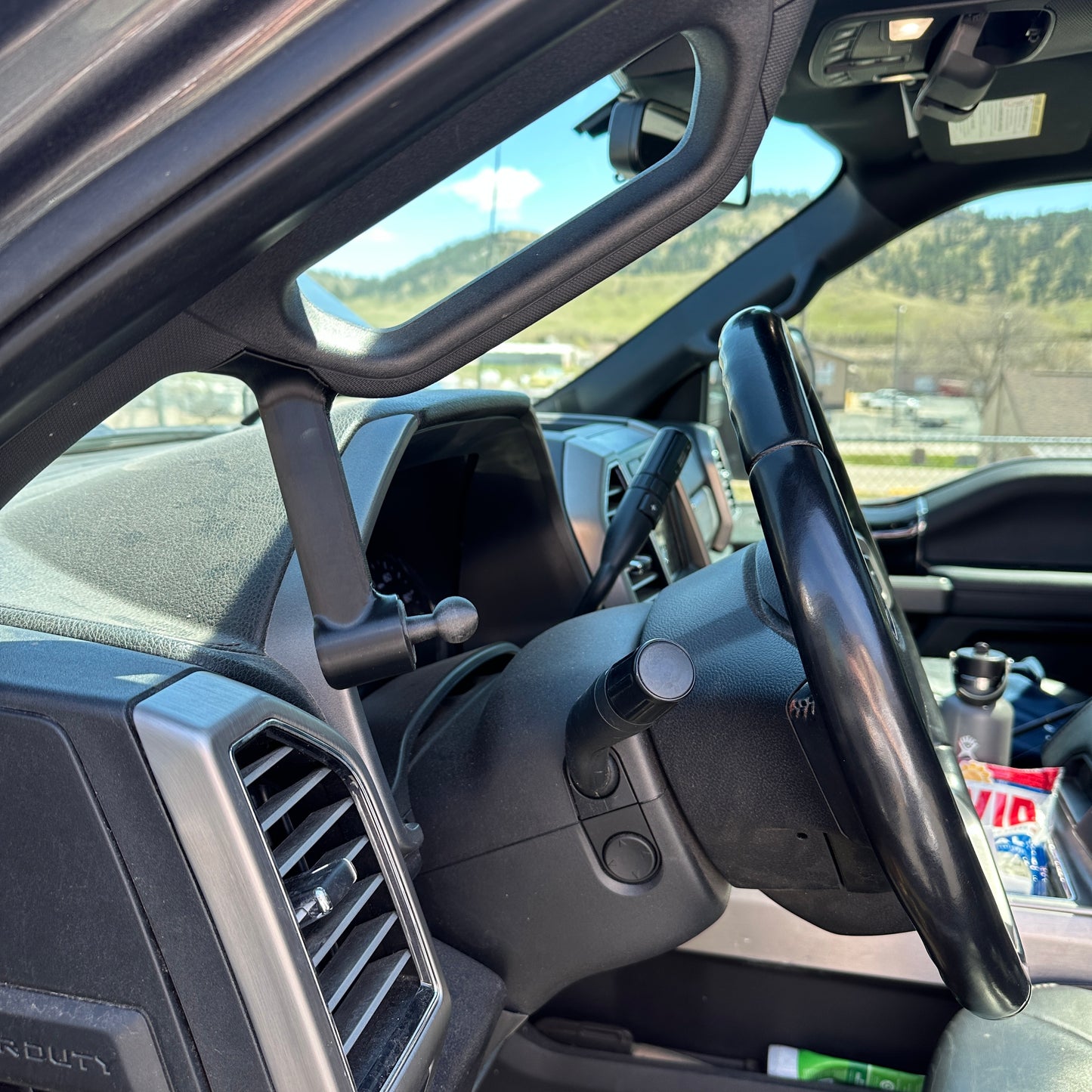 Custom 17mm phone mount for 2015-2020 F150 pillar grab handle Bolt-on 17mm ball