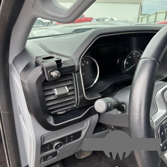 Custom ball mount for 2021-2025 F150 Vent Bezel snap-on
