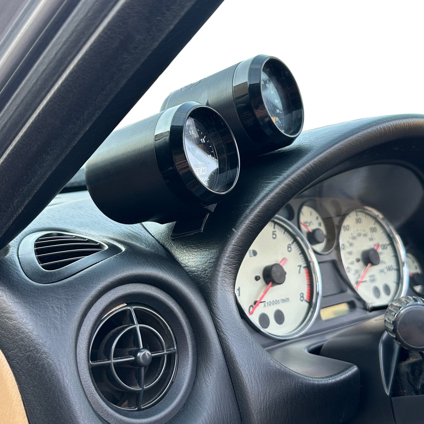 Universal Dual gauge pod mount 52mm rail steering column dash cluster
