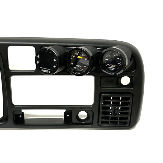 Angled triple gauge pod mount for 1994-1997 Dodge Ram cup holder
