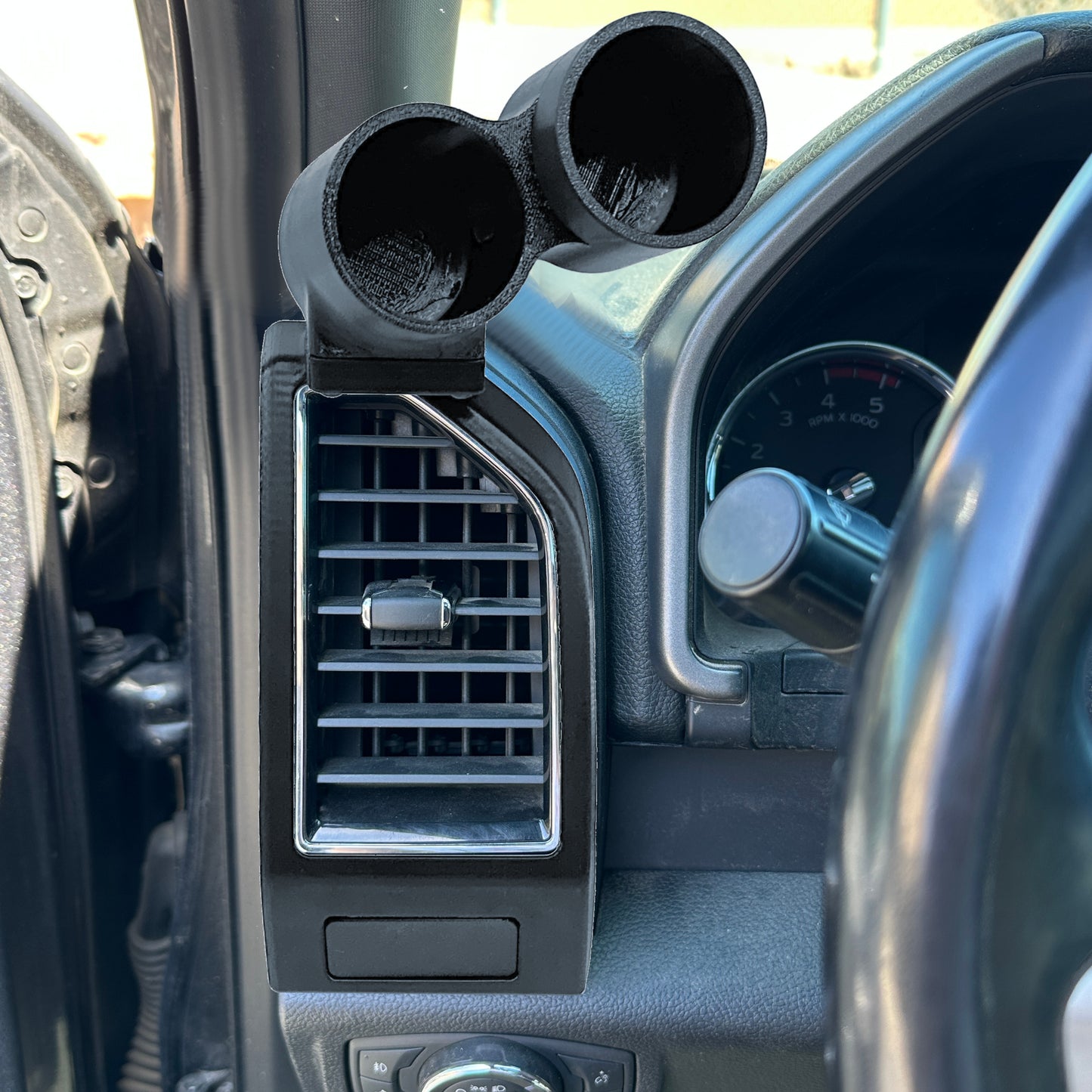 Dual gauge pod mount for 2015-2020 Ford F150 vent bezel Fits Raptor 52mm