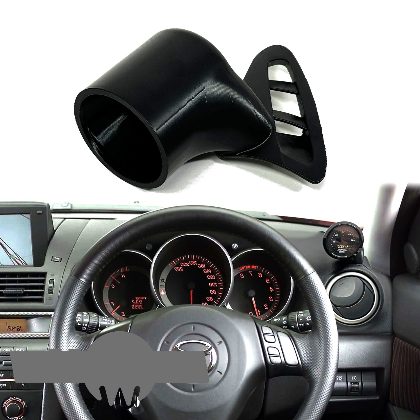 Single gauge pod mount for 2004-2008 Mazda 3 functional defrost vent