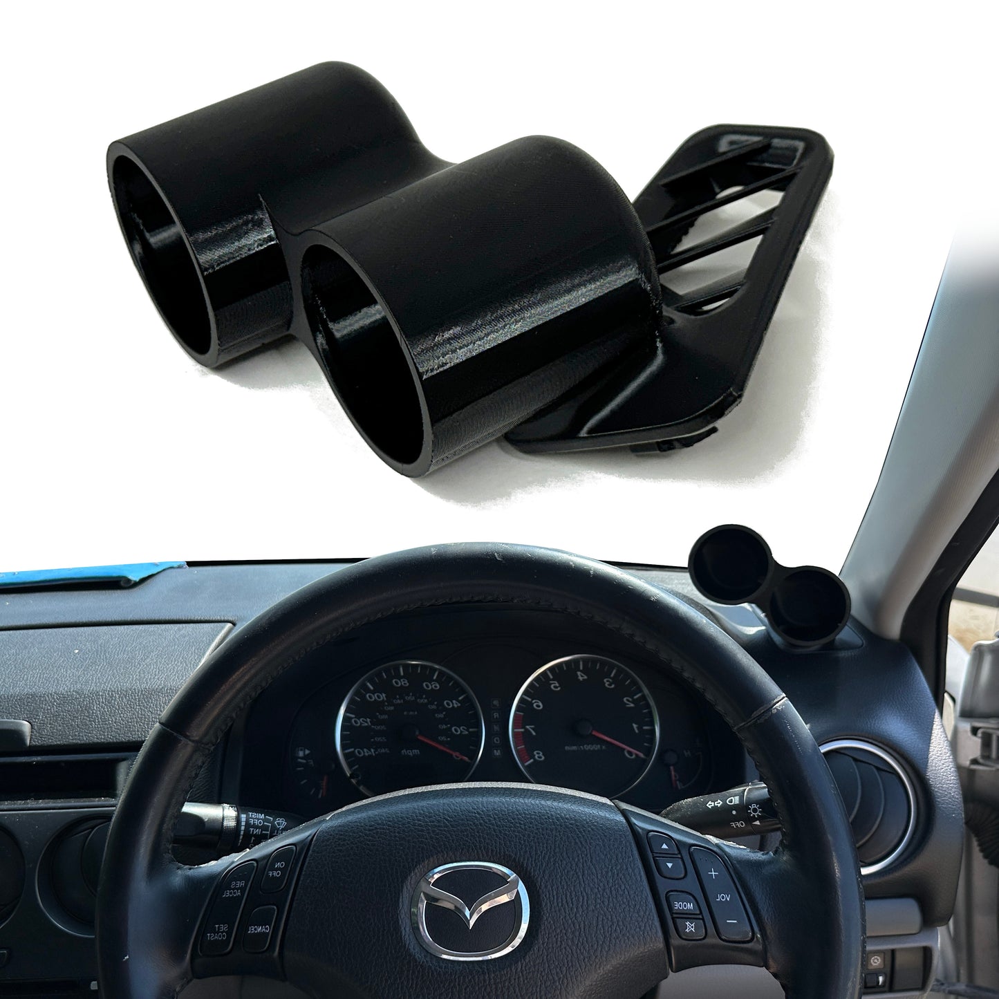 Dual gauge pod mount for 2003-2008 Mazda 6 functional defrost vent
