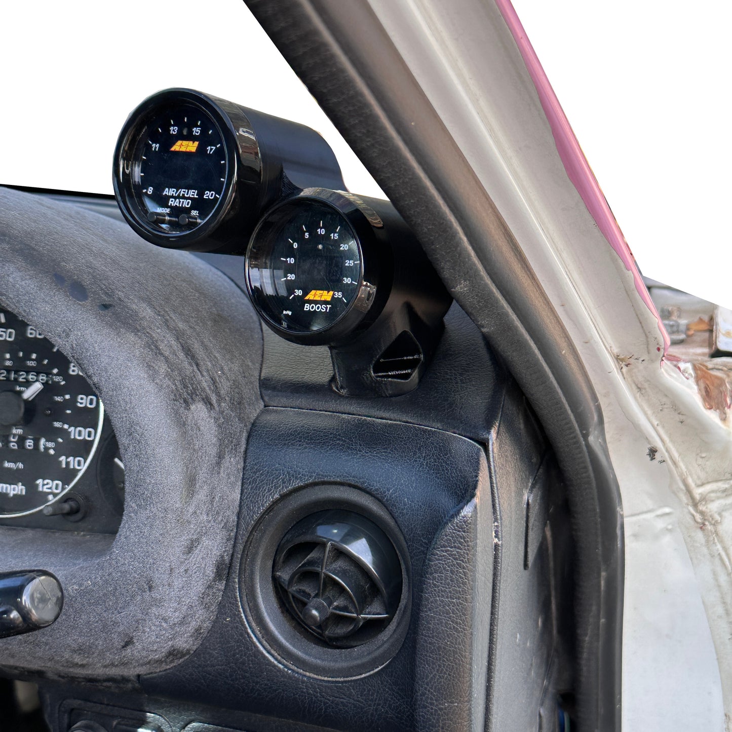 Dual gauge pod mount for 1990-1993 Miata NA MX5 functional defrost vent