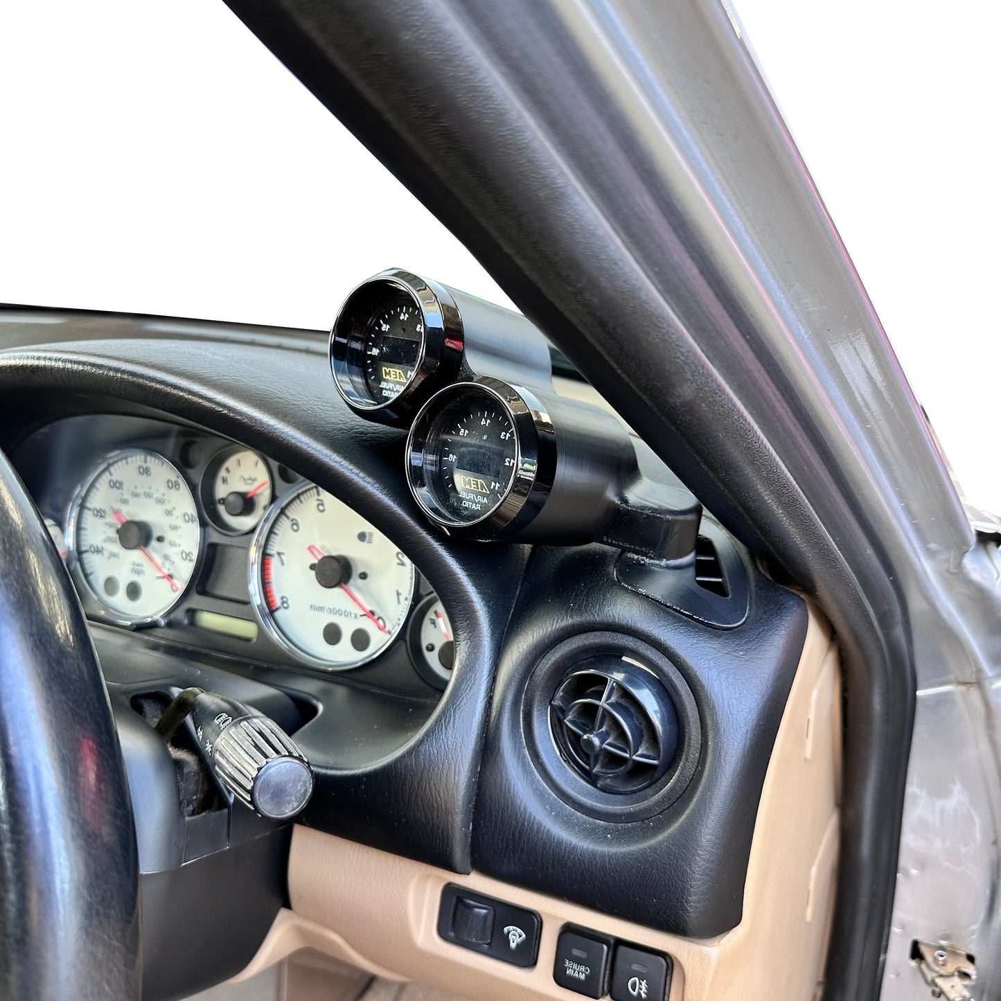 Dual gauge pod mount for 1998-2004 Miata NB MX5 functional defrost vent