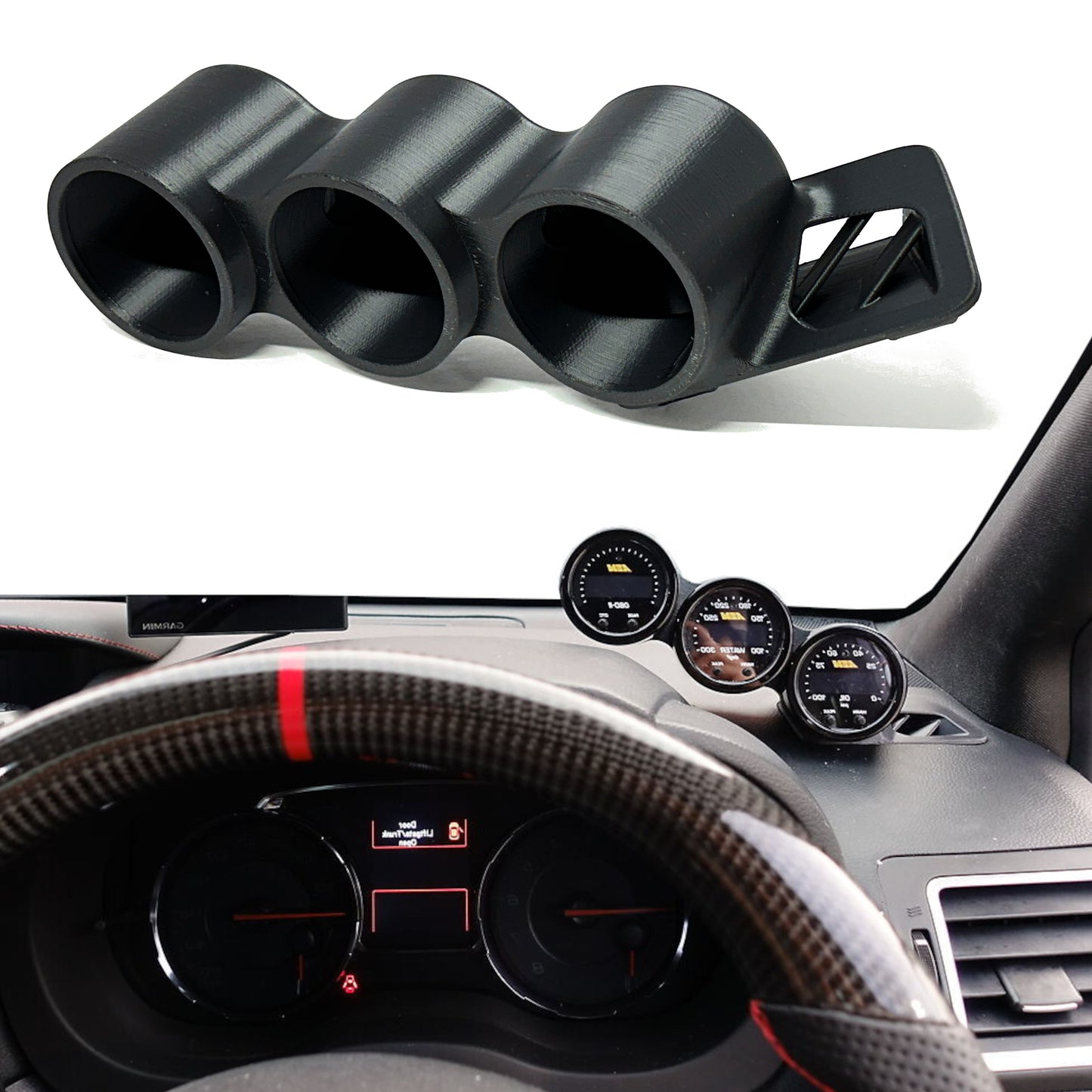 Triple gauge pod mount for 2015-2021 Impreza WRX Forester functional defrost
