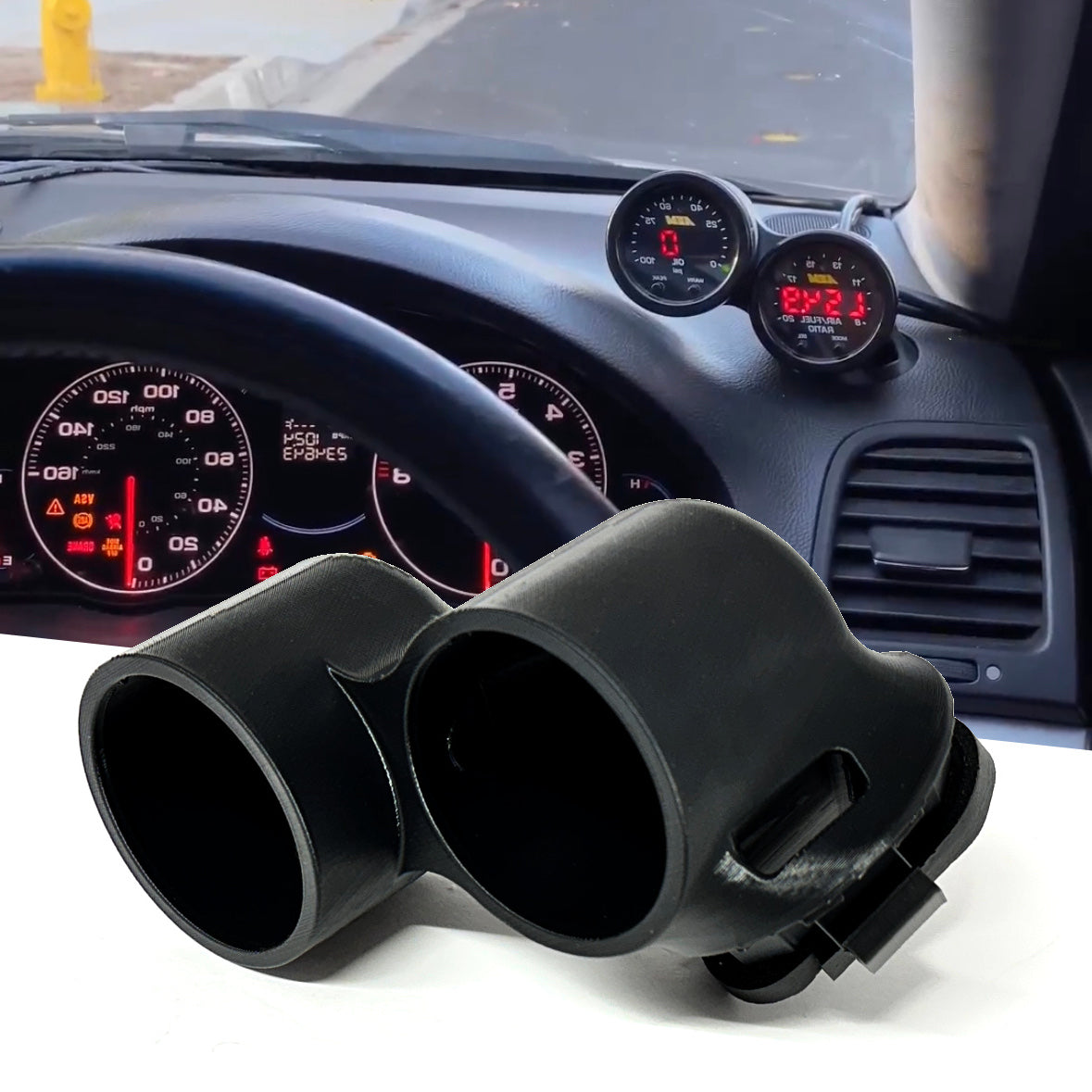 Dual gauge pod mount for 2004-2008 Acura TSX functional defrost vent