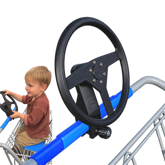Kids shopping cart steering wheel for handle bar secure bolt on real hardware