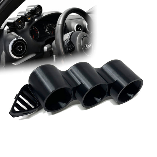 Triple gauge pod for Audi A3, S3 2013-2020 functional defrost vent 52mm
