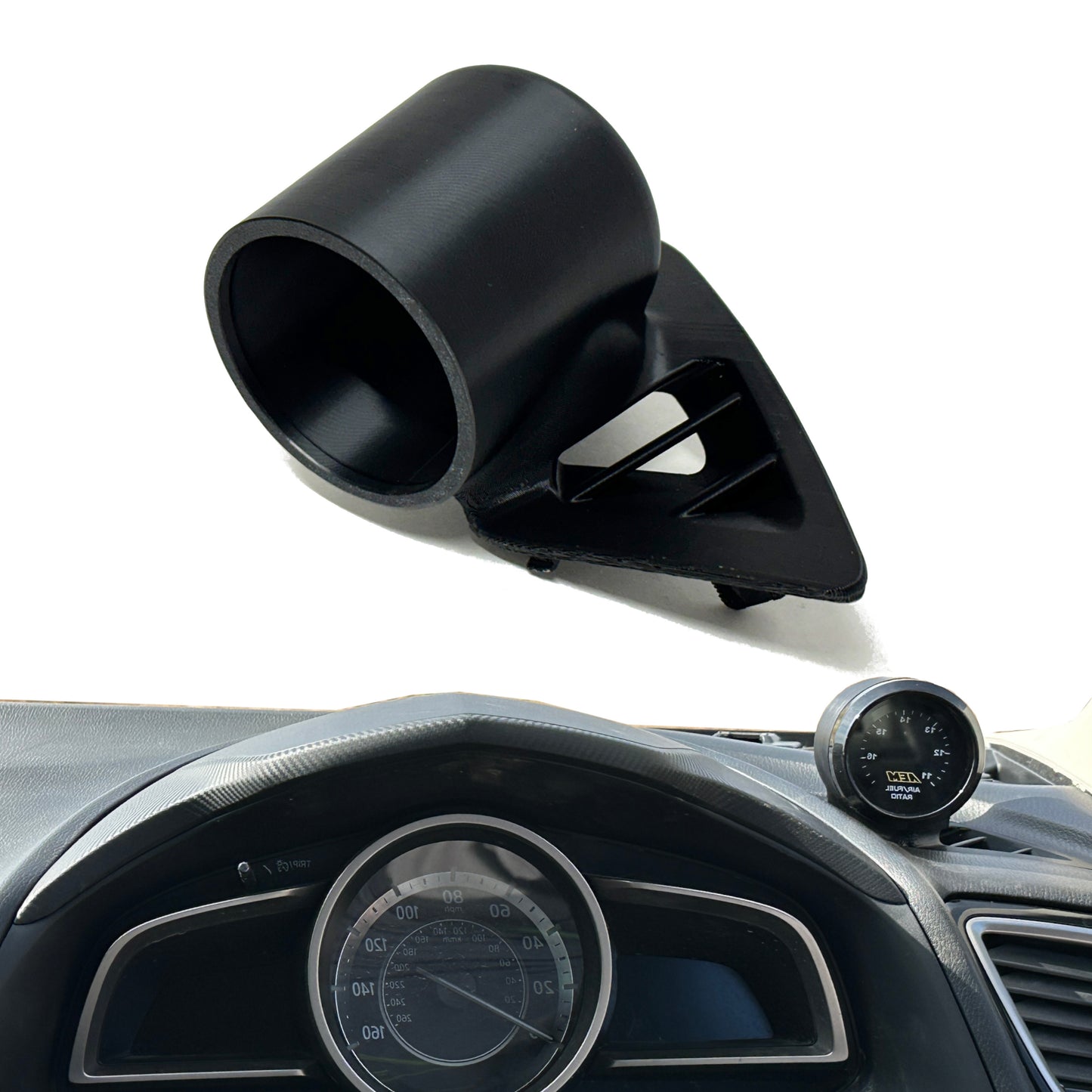 Single gauge pod mount for 2014-2018 Mazda 3 functional defrost vent