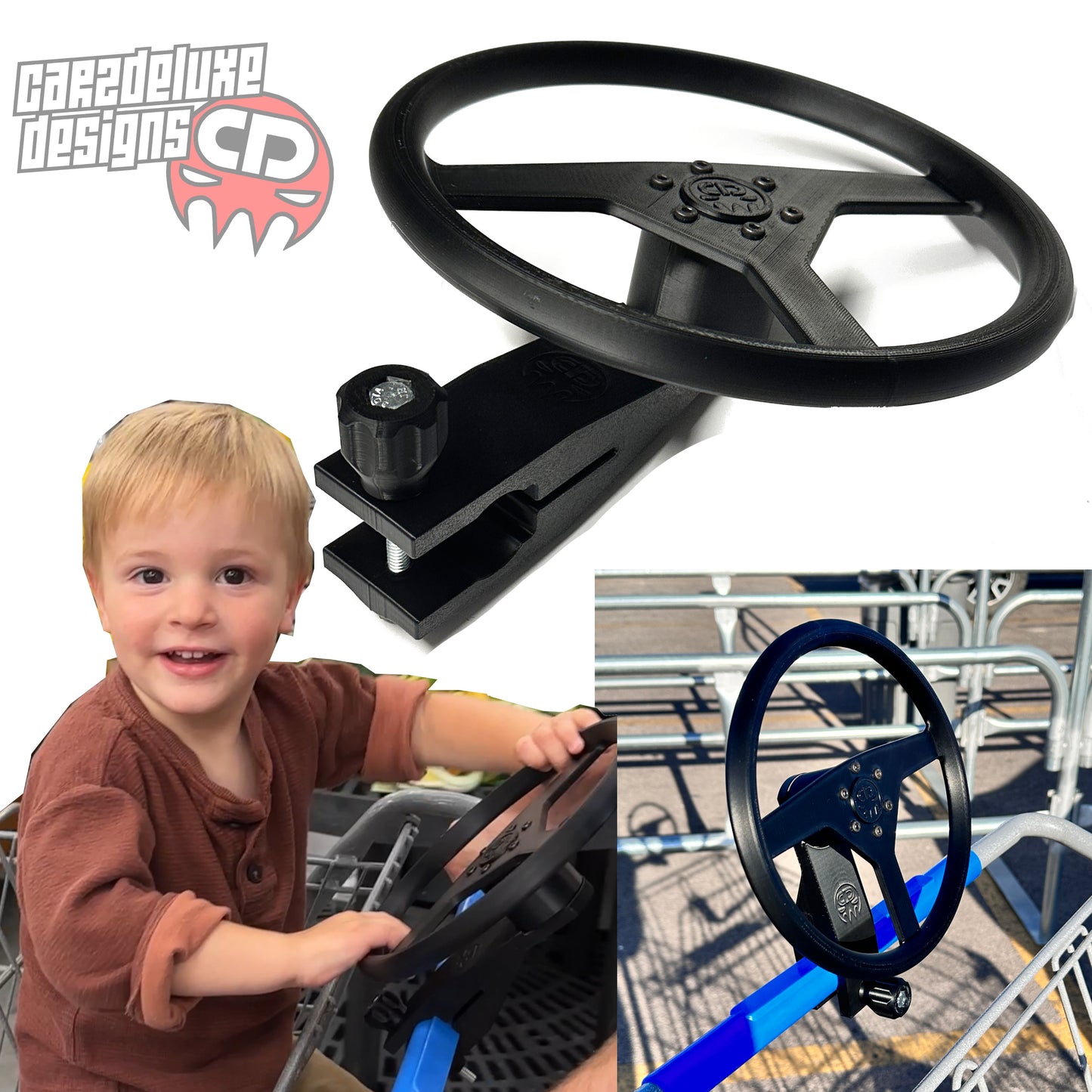 Shopping cart Steering wheel mount for handle bar