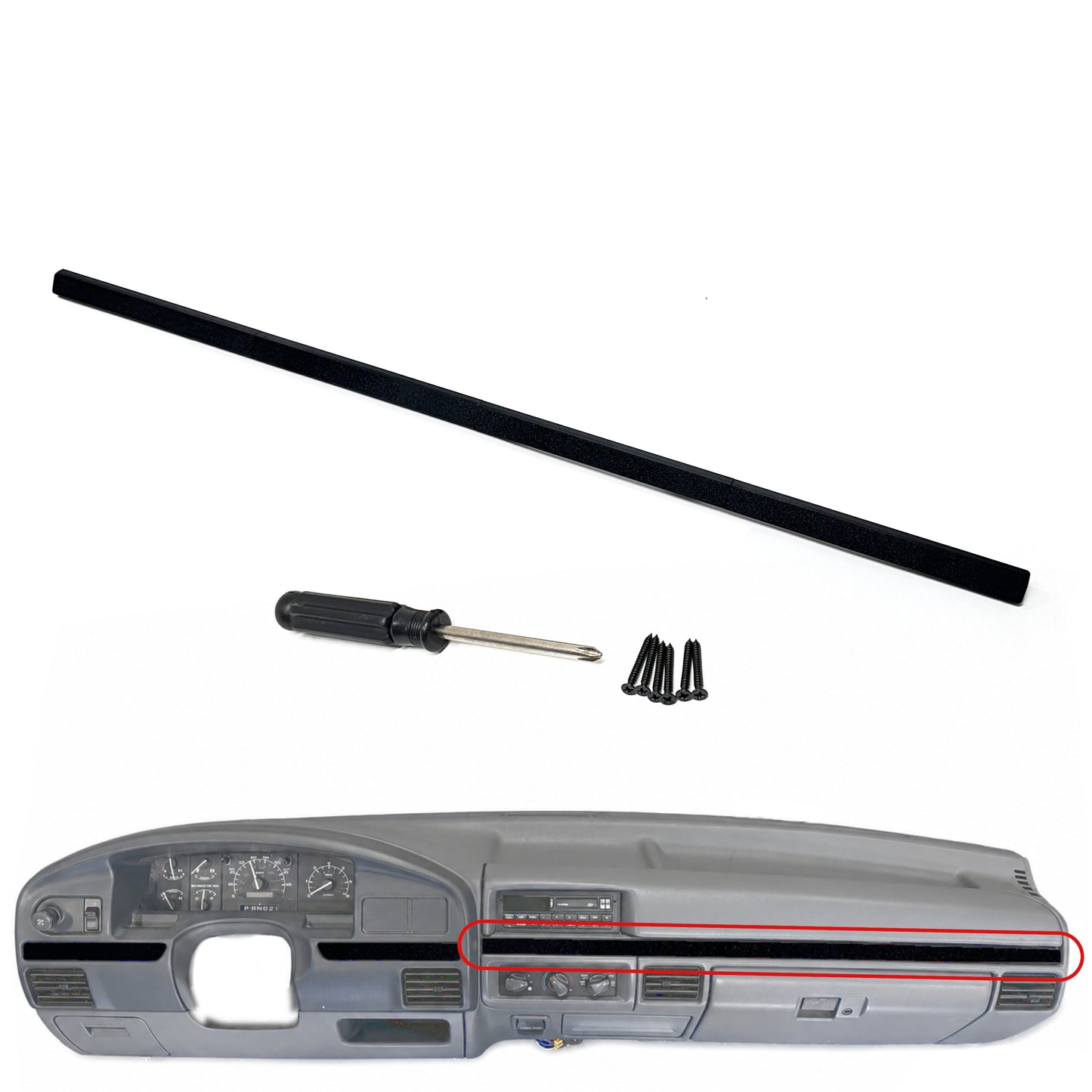 Long passenger dash trim for 1992-1996 F150 F250 F350 Bronco (assembly required)