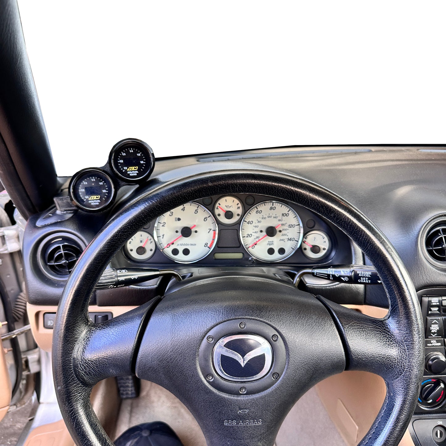 Dual gauge pod mount for 1998-2004 Miata NB MX5 functional defrost vent