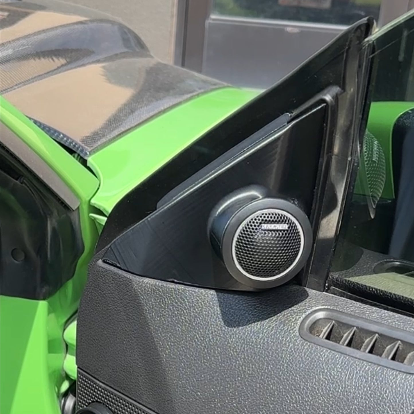 Custom tweeter mount bezels for 2010-2014 Mustang RH and LH mirror trim snap in