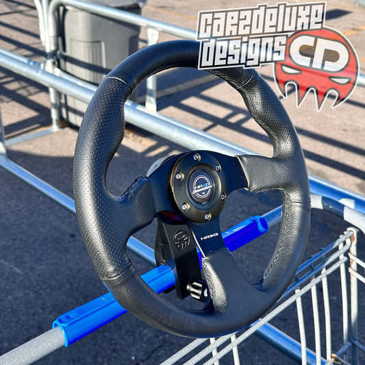 Shopping cart quick release steering wheel attachment for handle bar ***(Steering wheel NOT included.)***