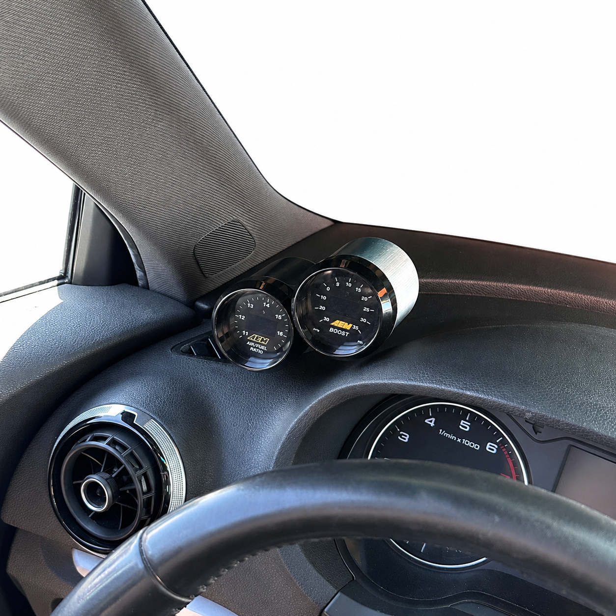 Dual gauge pod for Audi A3, S3 2013-2020 functional defrost vent 52mm