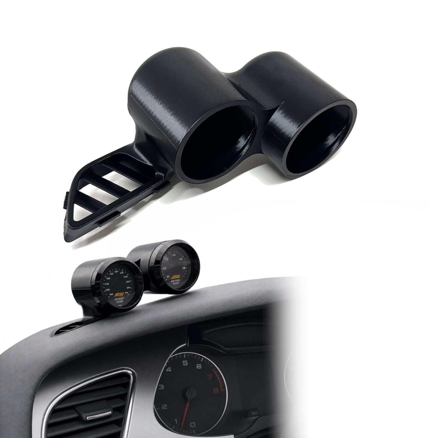 Dual gauge pod for Audi A4, S4 2009-2016 functional defrost vent 52mm