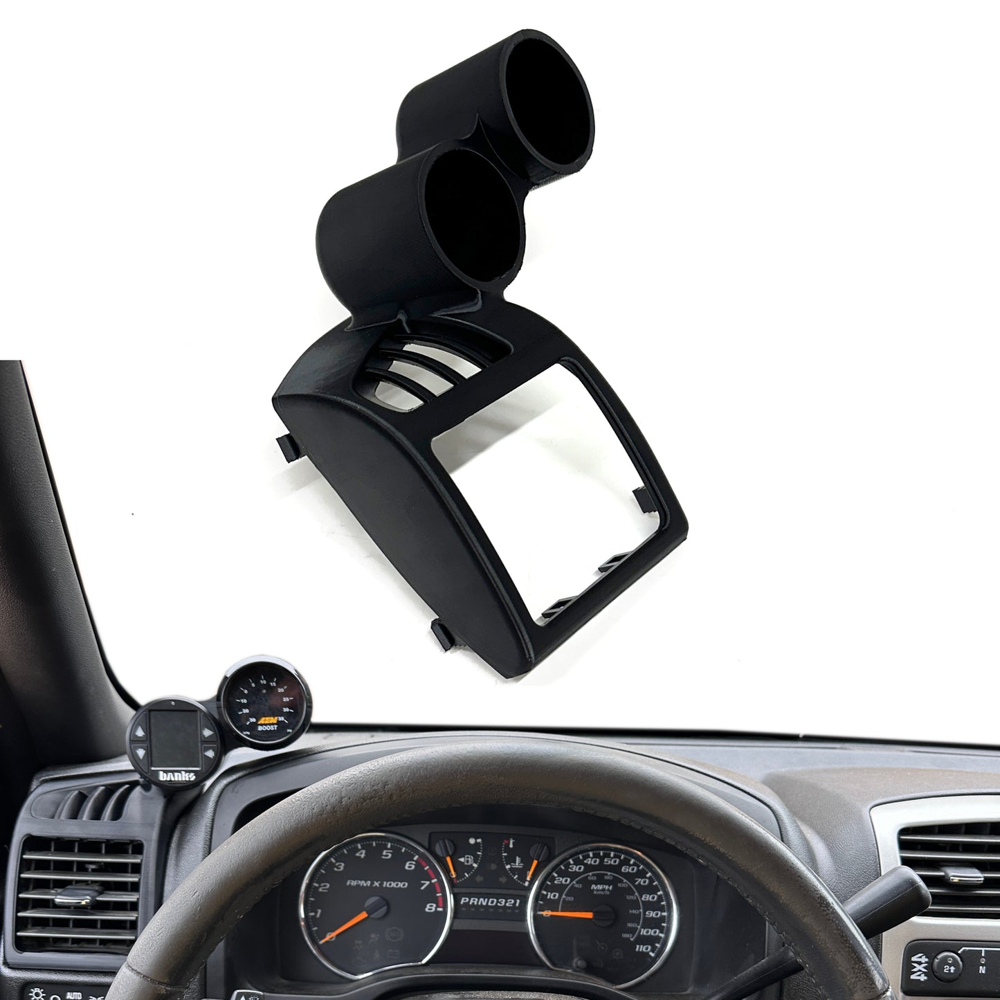 Dual gauge pod mount for 2004-2012 Colorado, Canyon driver vent bezel