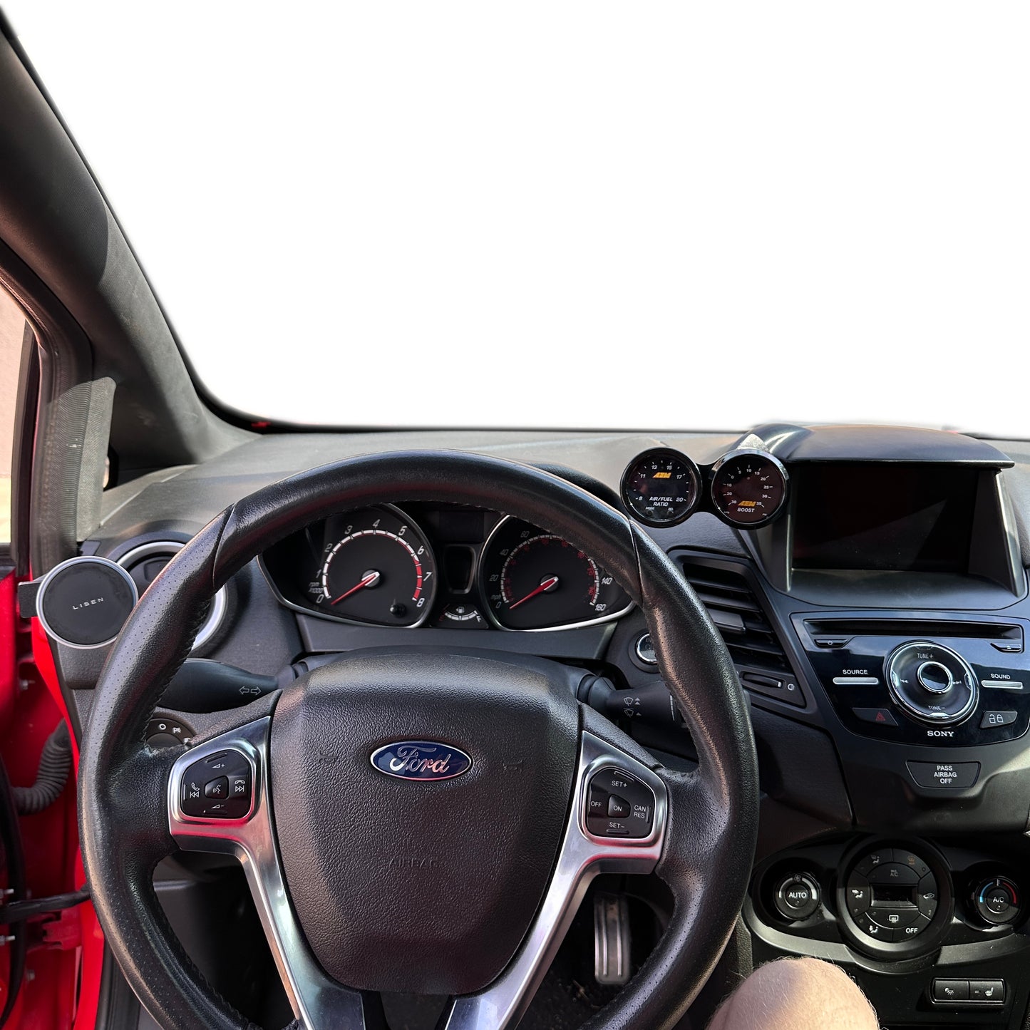 Dual gauge pod mount for 2014-2019 Fiesta ST center display hood
