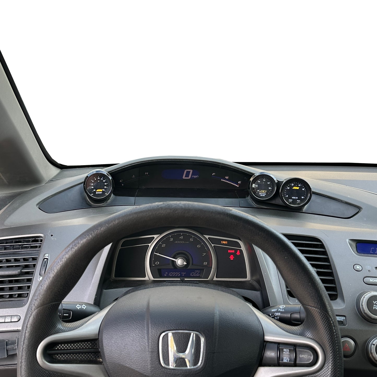 Triple gauge pod mount for 2006-2011 Civic 8th gen bezel snap in 52mm