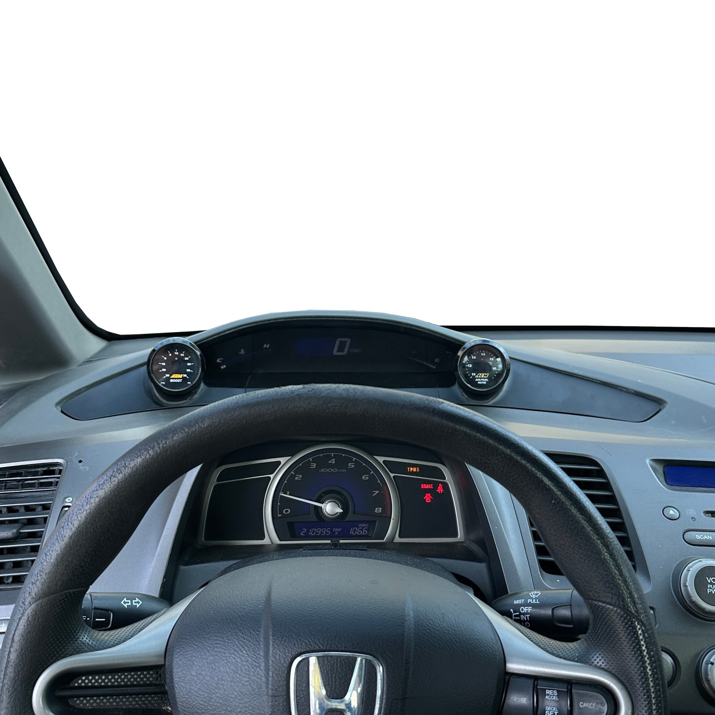 Dual gauge pod mount for 2006-2011 Civic 8th gen bezel snap in 52mm