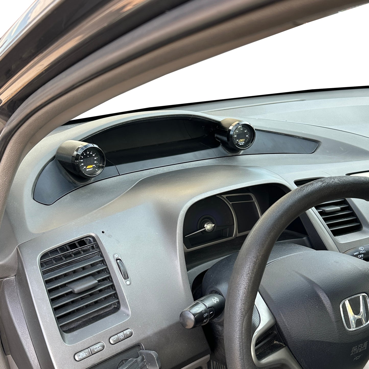 Dual gauge pod mount for 2006-2011 Civic 8th gen bezel snap in 52mm