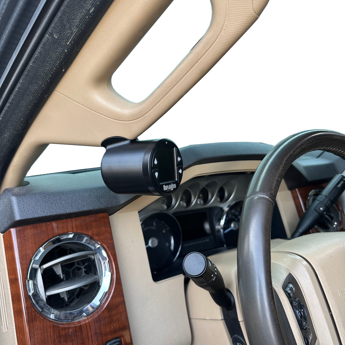 Gauge pod mount for 2011-2016 Ford F250 F350 Super Duty A-pillar grab handle cap